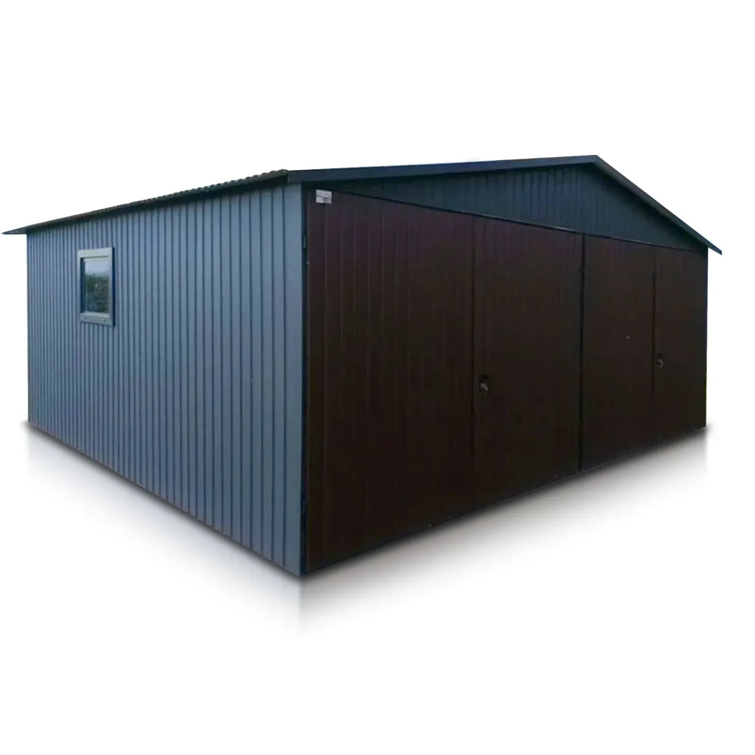 Liderstal Doppelgarage Basic aus Blech 600 x 500 cm Seitengiebel Doppelflügeltor Graphit