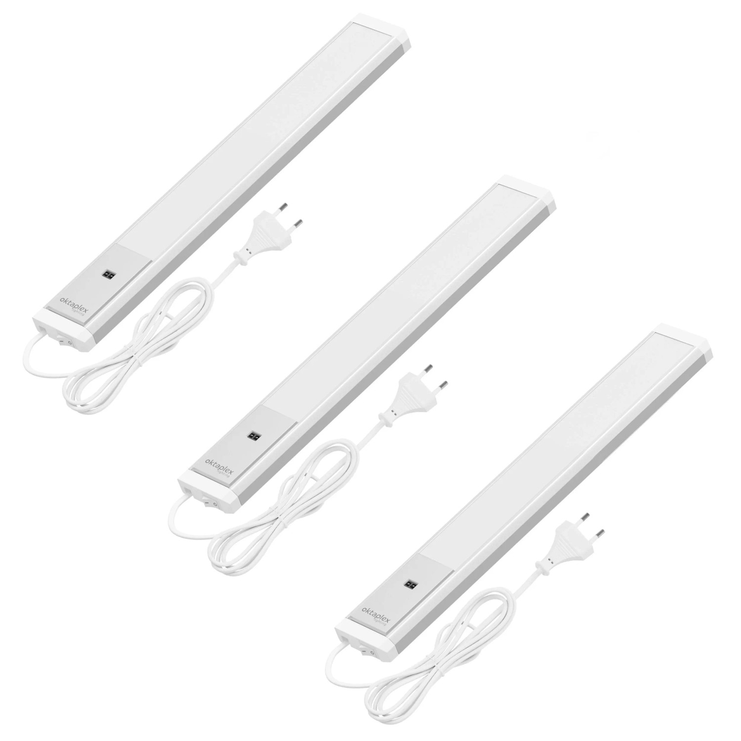 Oktaplex Riva Motion 3er Set Unterbauleuchte Küche LED Berührungslos Dimmbar 40 cm 6W Neutralweiß 4000K mit Hand-Sensor