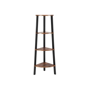 Vasagle Eckregal mit 4 Ebenen in Braun und Schwarz. Regal für Ecken im Industrial-Stil.