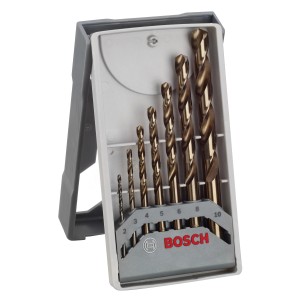 Bosch Spiralbohrer-Set Pro Stainless Steel HSS-Co, 7-teilig im grauen Kunststoffkoffer.