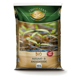 Sack Thomasan Bio Aussaaterde 10 l: Torffreie Anzuchterde für Keimlinge und Jungpflanzen.