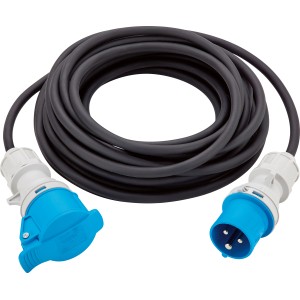 CEE Caravan Verlängerungskabel, 3-polig, blau-weiß, 10 m, für Camping, Garten & Werkstatt.