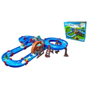 AquaPlay WaterWheel Wasserbahn, 53-teiliges Spielset mit Wasserrad, Booten und Figuren.