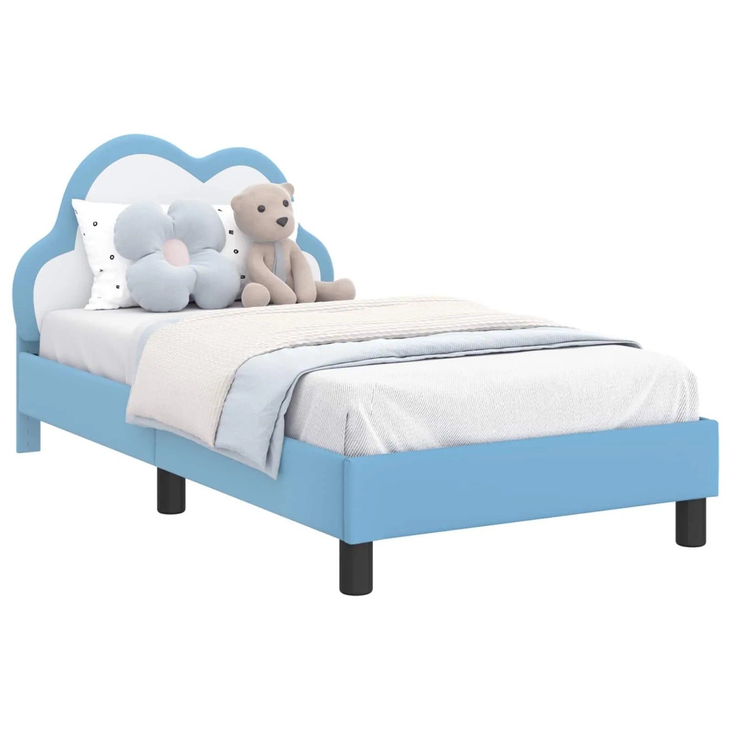vidaXL Kinderbettgestell mit Kopfteil Blau 80 x 160 cm PU 42011174