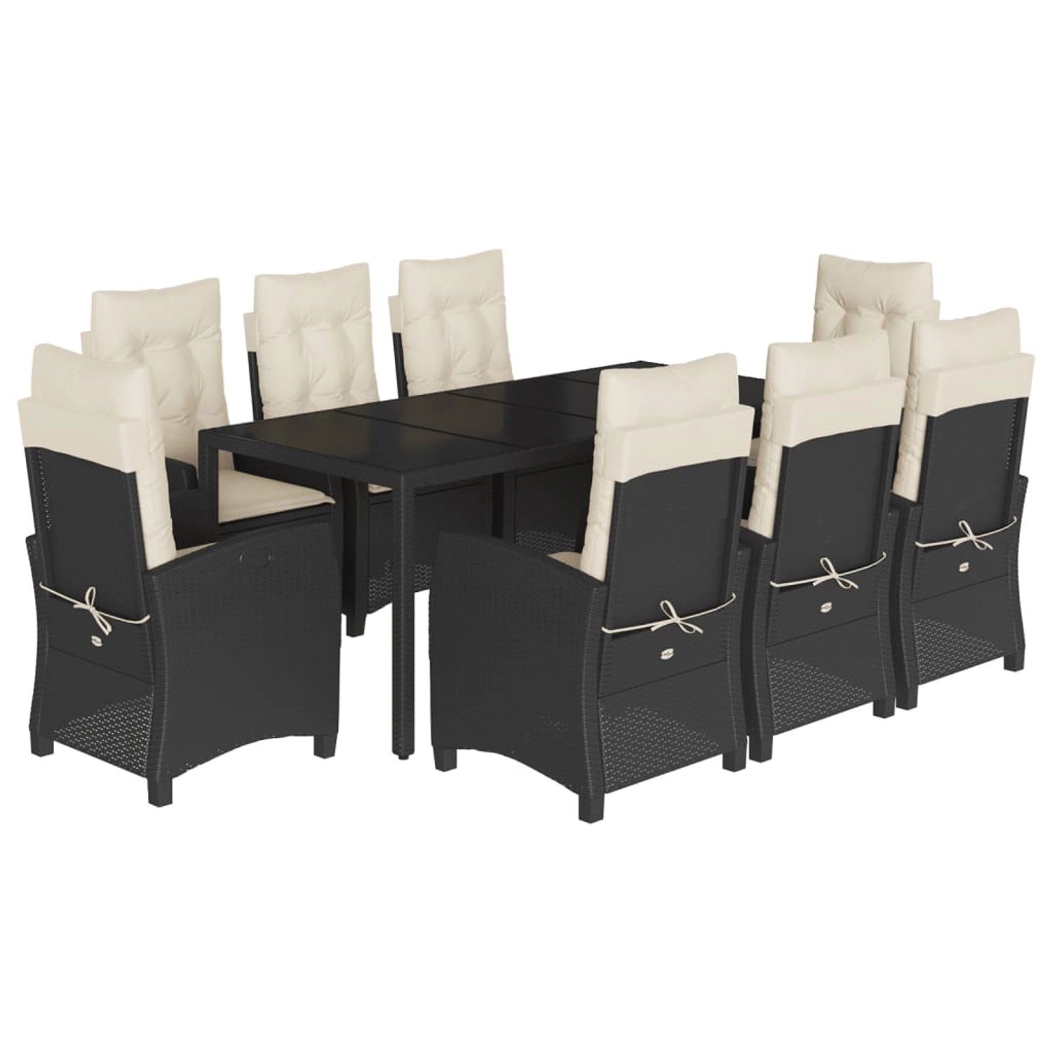 vidaXL 9-Tlg Garten-Essgruppe mit Kissen Schwarz Poly Rattan 3212634 günstig online kaufen
