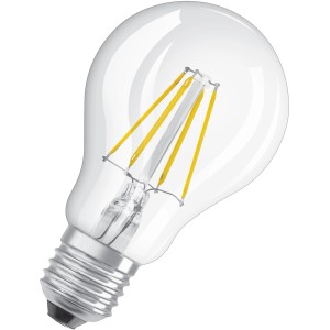 Osram E27 LED Leuchtmittel in Glühlampenform, 4,8 W, warmweißes Licht.