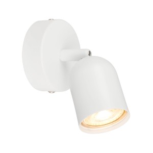 Weiße, schwenkbare Brilo Wandleuchte Tabo mit GU10 Fassung für Spots.