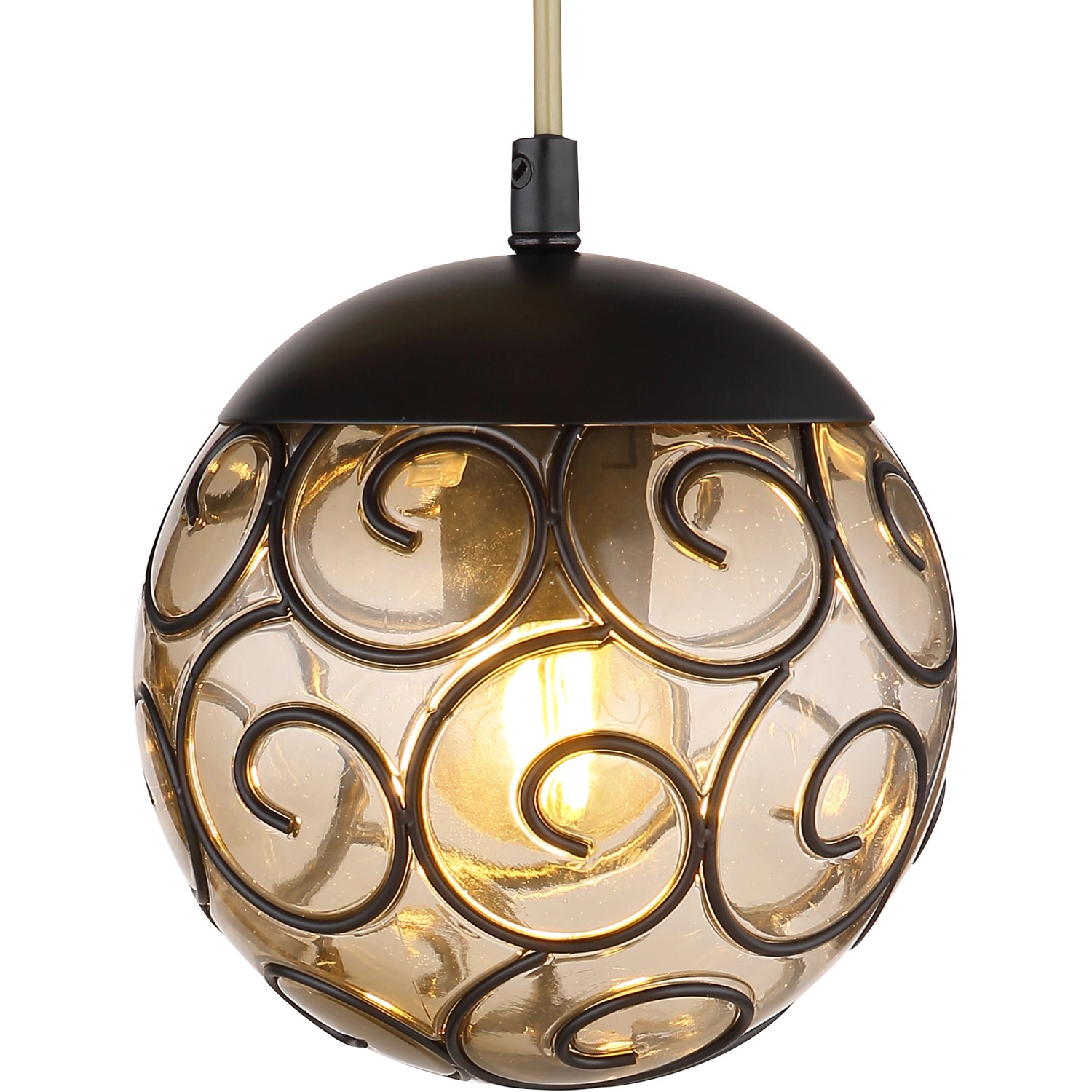 Globo Wandlampe Fitz, schwarz-gold, rauchfarben, mit dekorativem Schirm.
