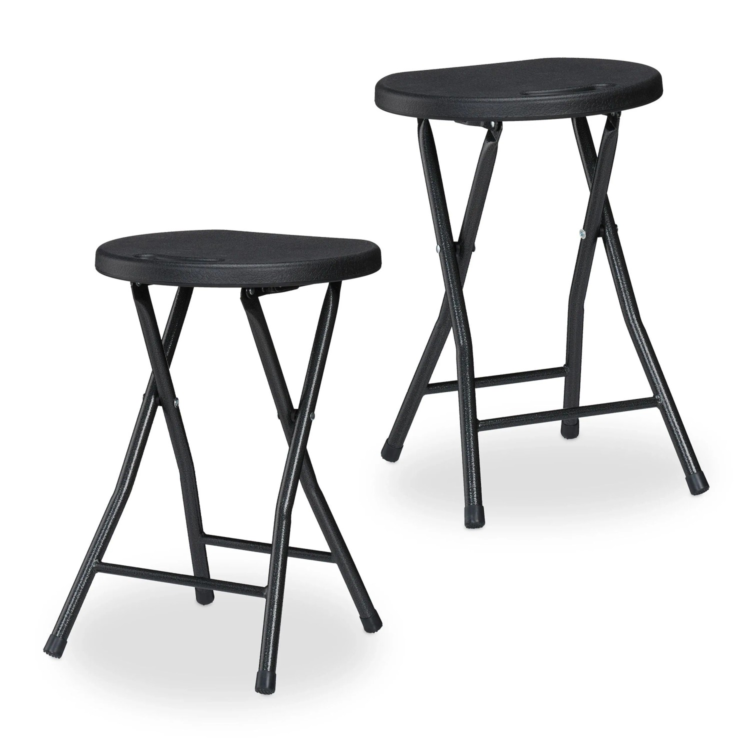 Relaxdays Klapphocker 2er Set Kunststoff Stahl Schwarz Klappbar 46 cm x 31 cm x 30 cm 1,9 kg