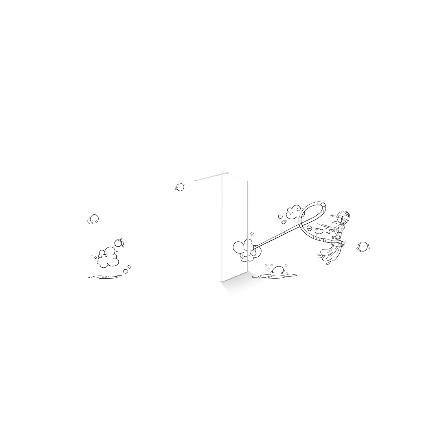 Illustration einer baliv Duschkabinen Seitenwand DUK-90.30W, 90x190 cm, Chrom.