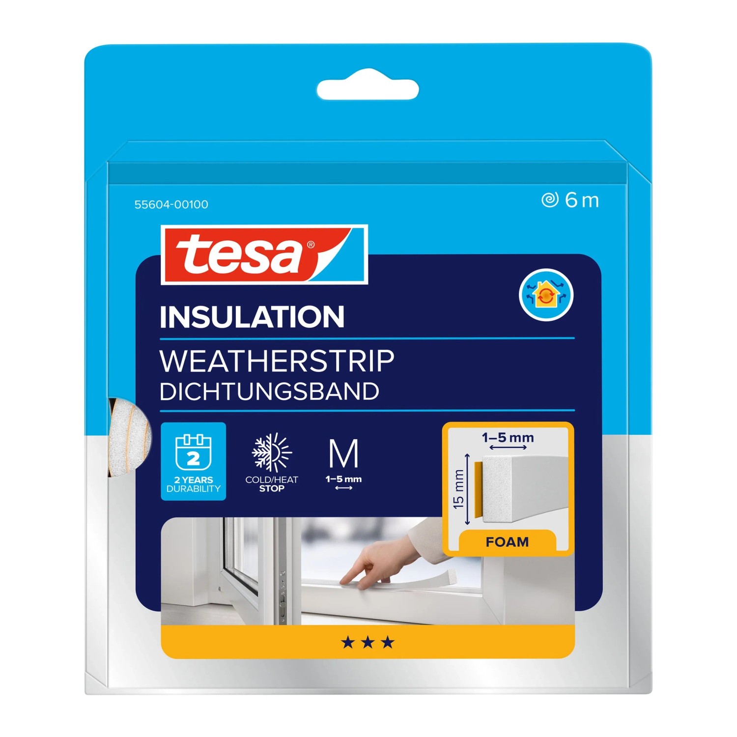 Tesamoll Fensterdichtung / Türdichtung Universal Schaumstoff Weiß 6 m x 1,5 günstig online kaufen