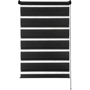 Gardinia Easyfix Doppelrollo, schwarz, 90x150 cm. Lichtdurchlässiges Rollo mit Kettenzug.