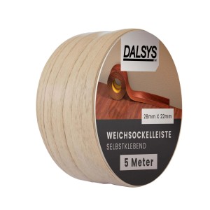 Dalsys Weichsockelleiste, selbstklebend, 5m Rolle in Buche Optik für Bodenabschluss.