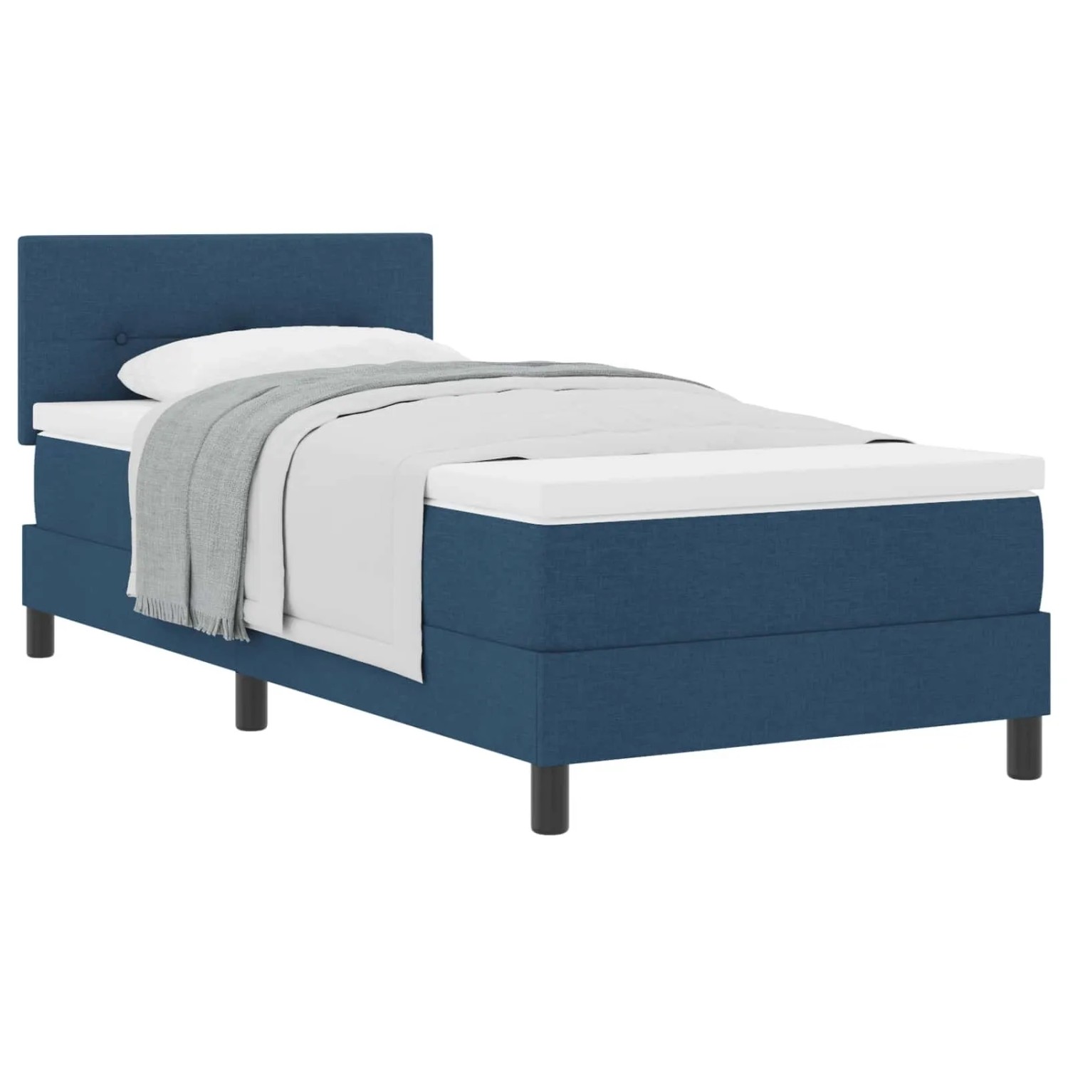 vidaXL Boxspringbett mit Matratze mit Kopfteil Blau 90 x 200 cm Stoff 3338663