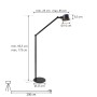 Schwarze Lucande Stehlampe Silka aus Metall, Design-Leuchte für Arbeitszimmer mit goldenem Lampenschirm.