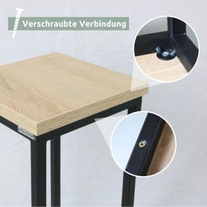 Detailaufnahme: Holz4home Blumenständer Sonoma Eiche mit verschraubter Verbindung.