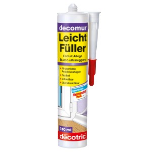Decotric Leichtfüller L10, 310ml, weiße Spachtelmasse für Wand- und Deckenreparaturen.