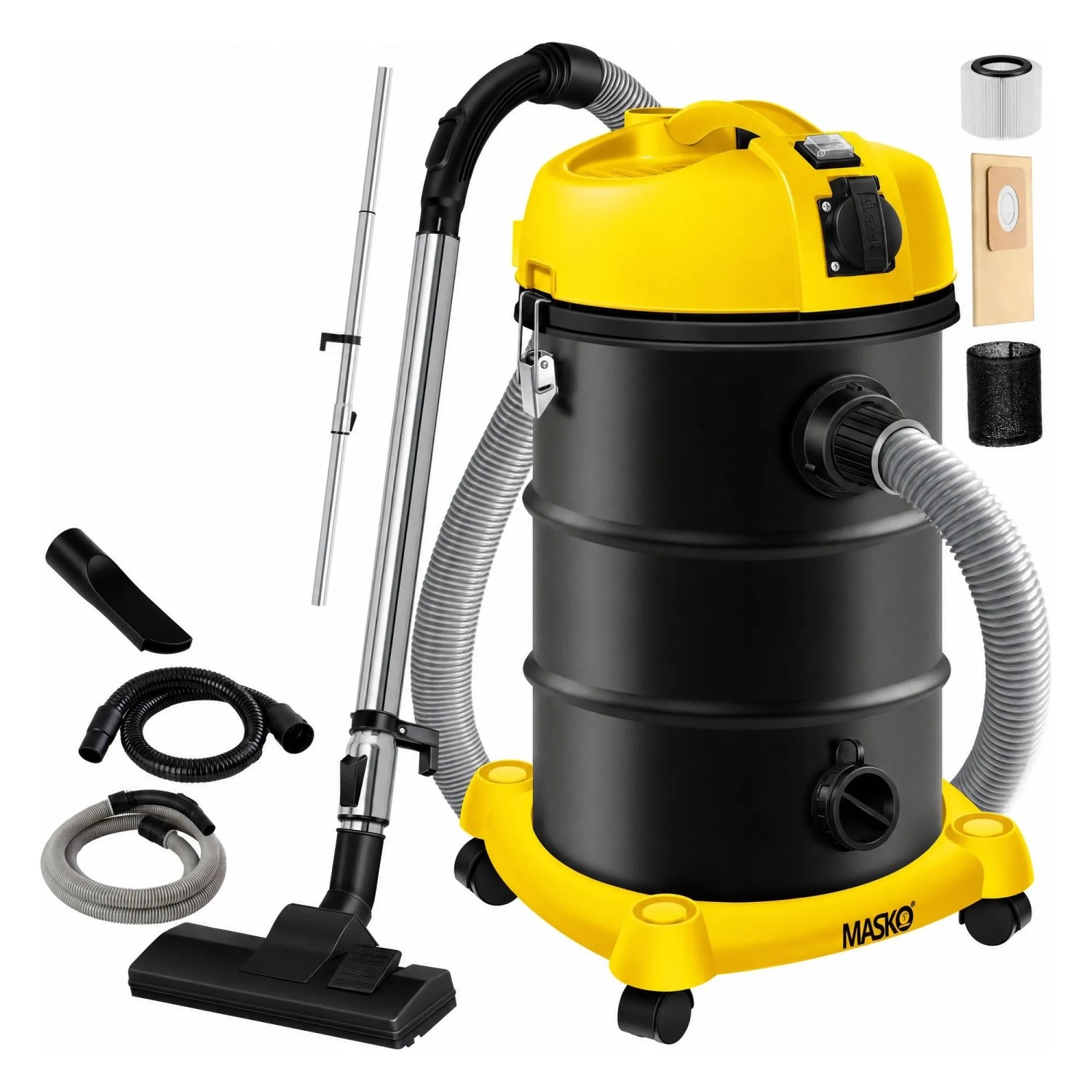 MASKO Industriestaubsauger 6in1 Nass und Trockensauger 2300 W Gelb