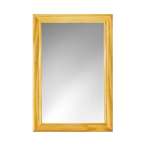 Rechteckiger Rahmenspiegel Halvar mit hellem Kiefer-Holzrahmen. Ideal für Bad oder Gäste-WC.