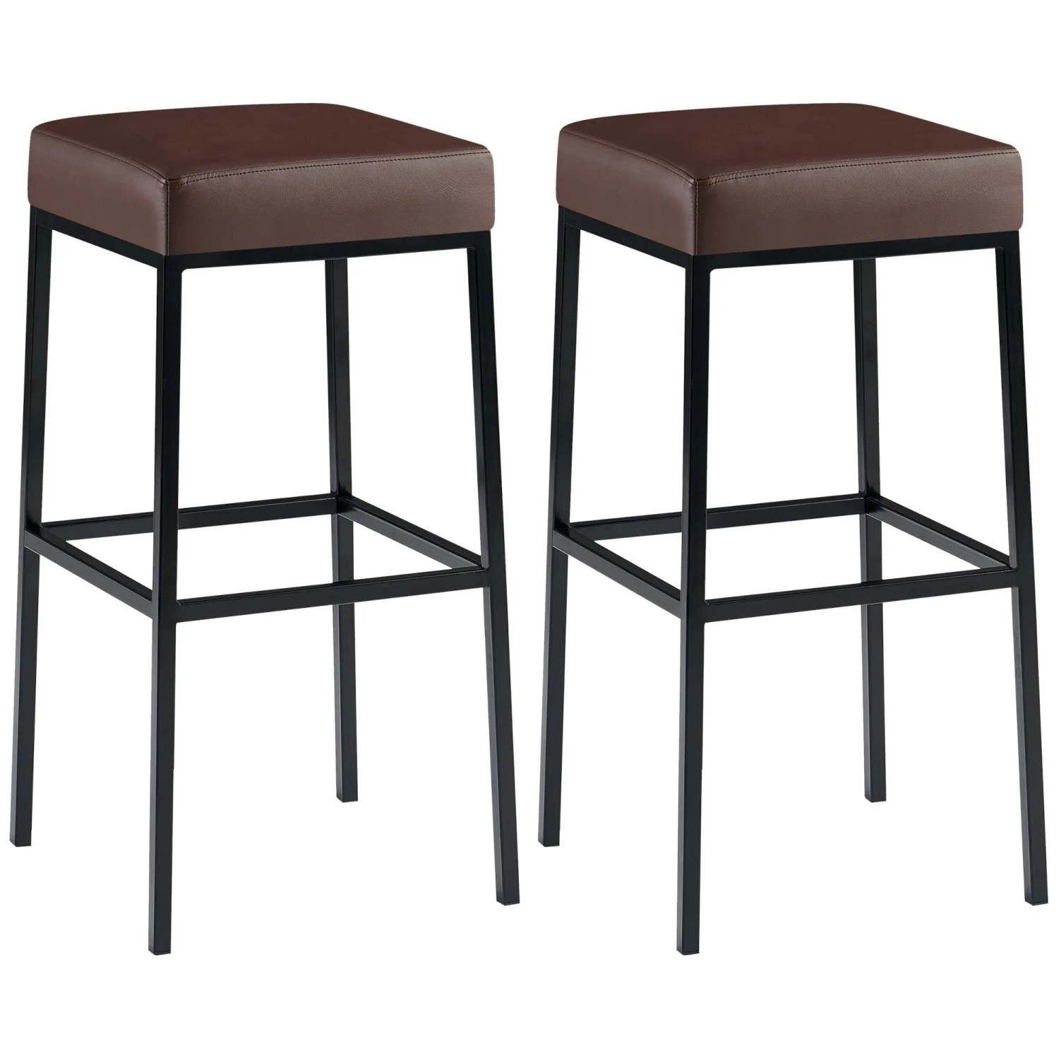 CLP 2er Set Barhocker Montreal Kunstlederbezug Braun/Schwarz