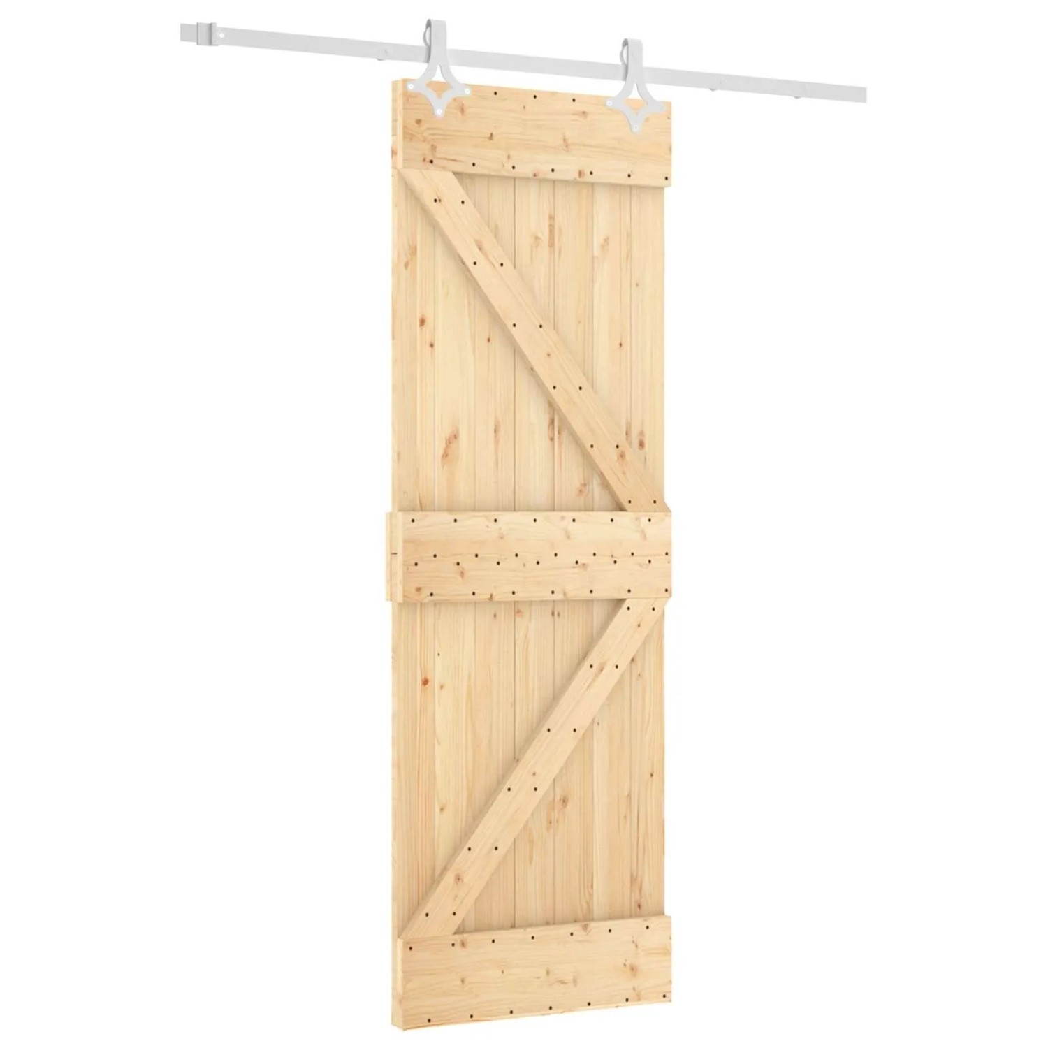 vidaXL Schiebetür Natur und Weiß 70 x 210 cm Massivkiefer 3445079
