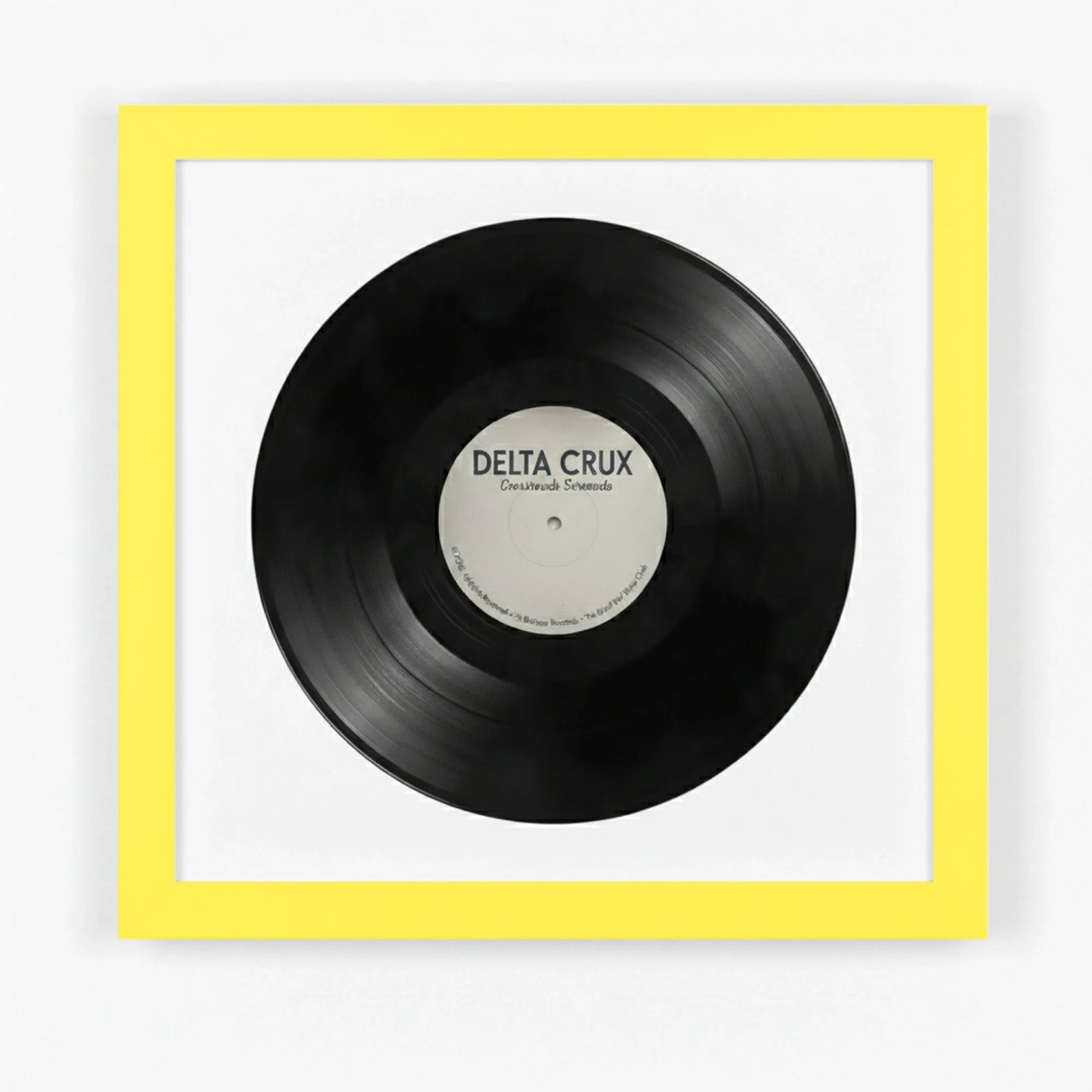 K-Möbel Schallplatten Rahmen Gelb 40x40cm mit Weißem Passepartout für die Vinyl