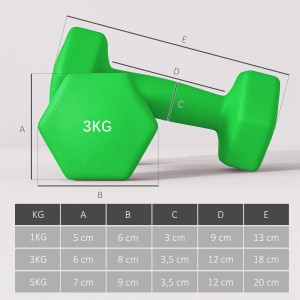 SPORTNOW Hantel 3kg, grün, mit Maßangaben. Ideal für Fitness und Krafttraining.