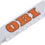 Zollstock: OBI Metermaßstab aus Fiberglas, 1 m, mit orangefarbenem OBI Logo.