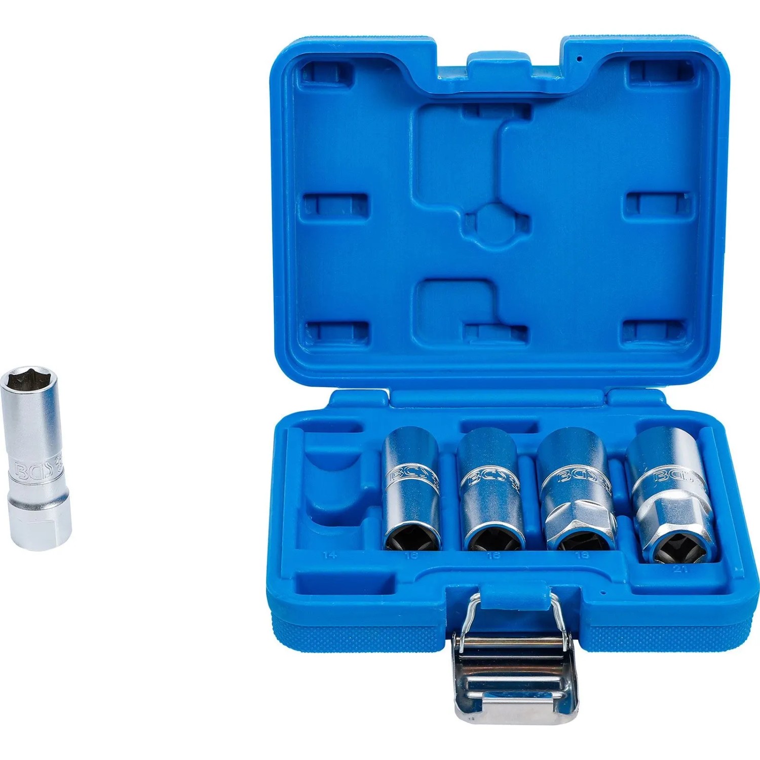 BGS Zündkerzen Einsatz Satz Sechskant Antrieb Innenvierkant 12 5 Mm  1 2 Zoll  SW 14 21 Mm 5Tlg  6641