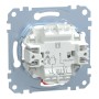 Merten Wipptaster Einsatz für Schalter & Taster. Weißes Modul mit Klemmen auf silbernem Metallrahmen zur Montage.