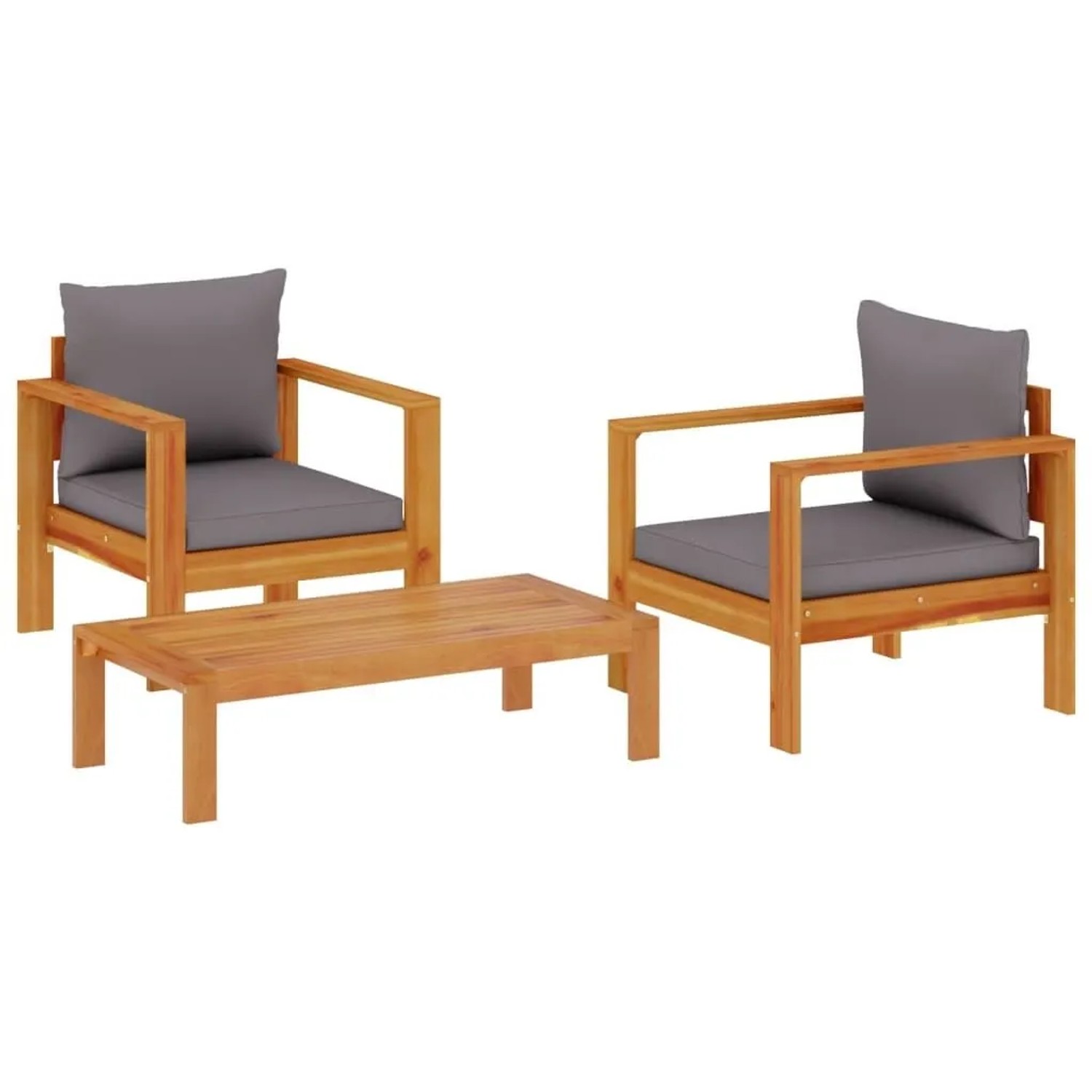 vidaXL 3 Tlg Garten-Sofagarnitur mit Kissen Massivholz Akazie 3214846