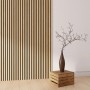 Akustikpaneel Eiche geölt, 60x270cm, mit schwarzem Filz. Holzpaneel für Wand- und Deckengestaltung.