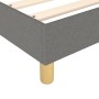 Detailansicht: Dunkelgraues vidaXL Boxspringbett (200x200 cm) mit Stoffbezug und Holzfüßen.