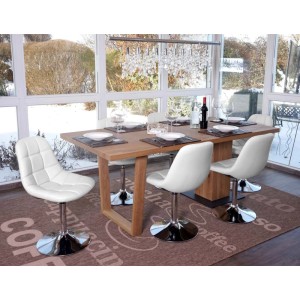 CHEFGASTRO Esszimmerstuhl 6er-Set 84x47x50cm Sitzhöhe 46cm Chrom Kunstleder Weiß