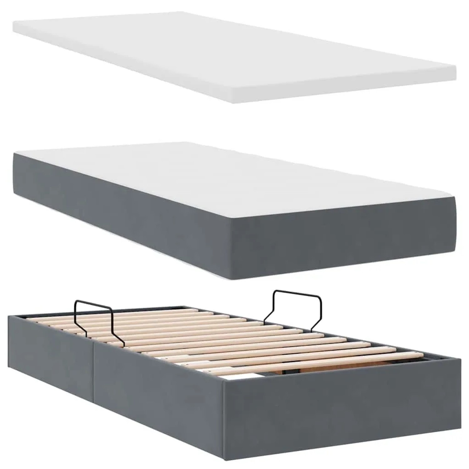 vidaXL Bett mit LED-Lichtleisten Dunkelgrau 200 x 200 cm Samt 3372888_10