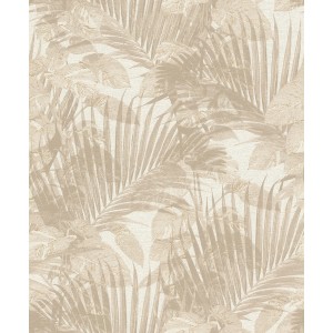 Schöner Wohnen Vliestapete Dschungel in Beige-Taupe mit Palmenmuster für tropisches Flair.