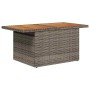 vidaXL Gartentisch aus grauem Poly-Rattan mit brauner Akazienholzplatte für Essgruppen.