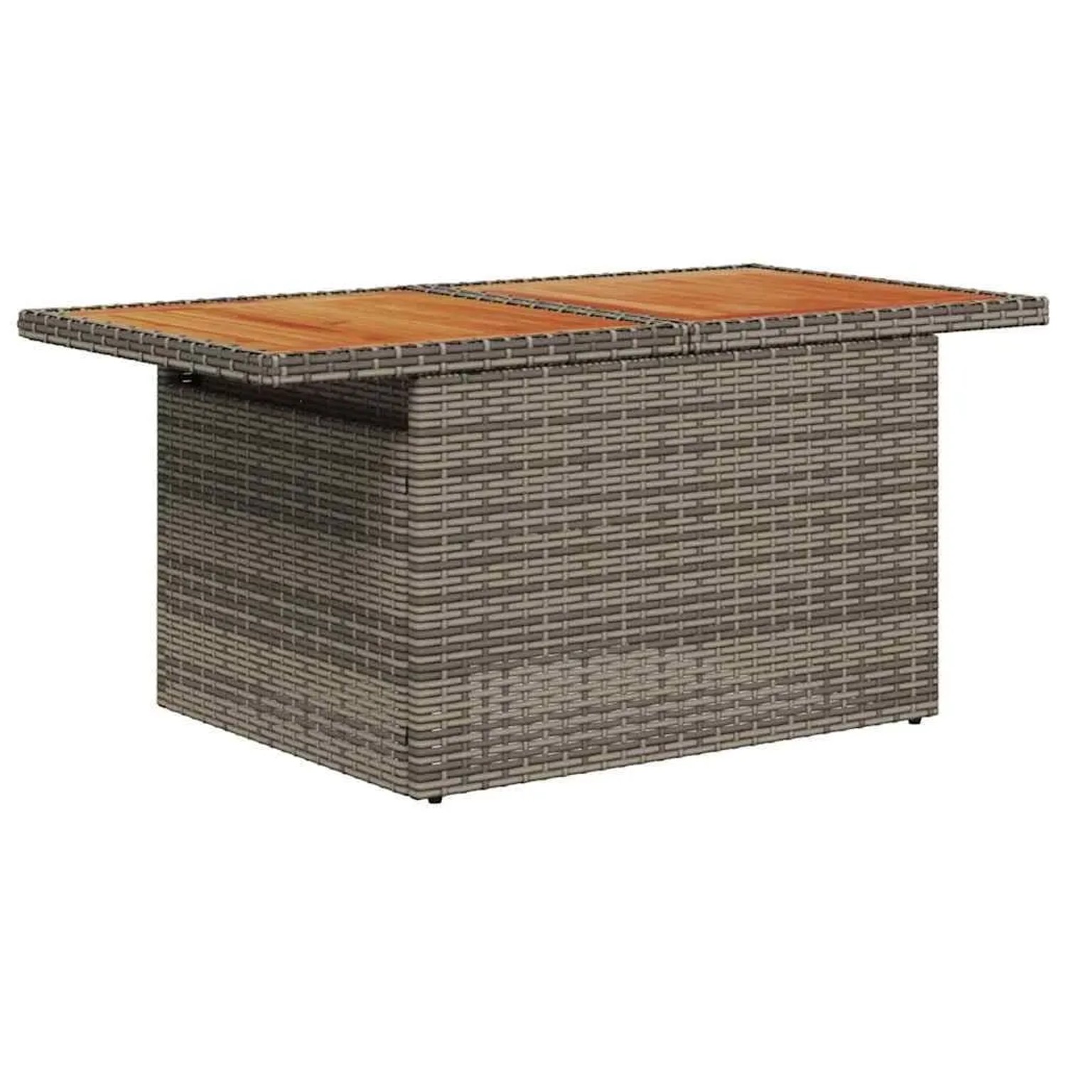 vidaXL Gartentisch aus grauem Poly-Rattan mit brauner Akazienholzplatte für Essgruppen.