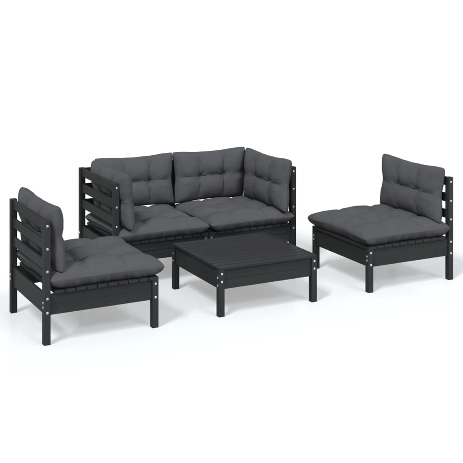 5-tlg. Garten-lounge-set Mit Kissen Kiefer Massivholz günstig online kaufen