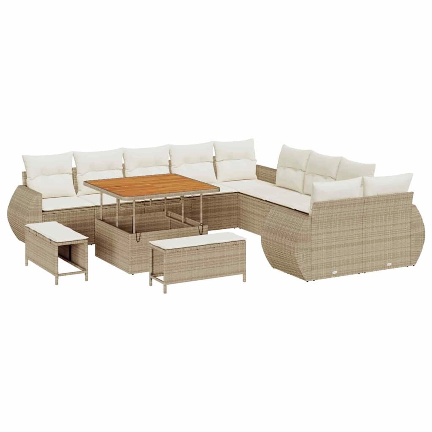 vidaXL Garten-Sofa-Set 13-Tlg Beige Poly Rattan 3361926 günstig online kaufen