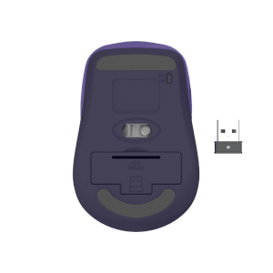 Blaue Hama WM-450 Multi-Device-Maus (Unterseite) mit USB-Empfänger für Computer & Multimedia.