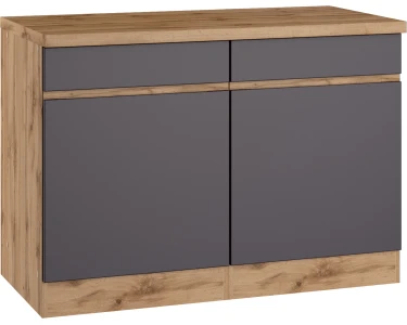 Held Möbel Küchenunterschrank Turin OBI bei Graphit/Wotaneiche kaufen 120 cm
