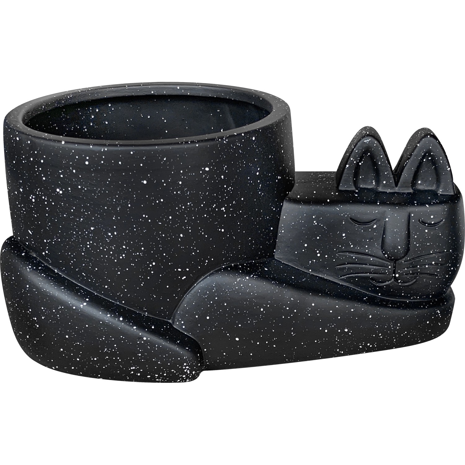 Pflanztopf-Katze Keramik 12 cm x 25 cm x 18 cm Schwarz günstig online kaufen