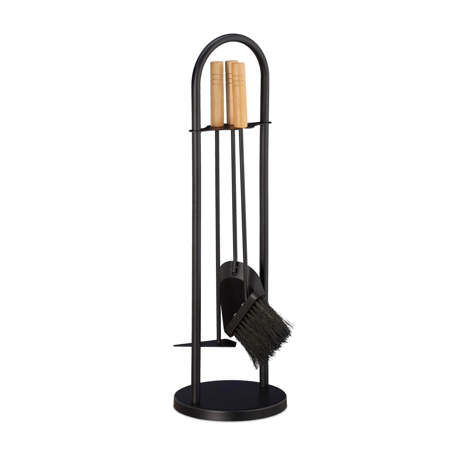 Relaxdays Kaminbesteck Stahl Schwarz 4-teilig 68,5 cm x 20 cm 1,6 kg