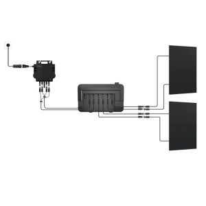 Balkonkraftwerk: Growatt Speicher, Wechselrichter & Solarmodule mit Verkabelung.