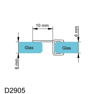 Schemazeichnung: Schulte Dichtprofil vertikal, transparent, für 6 mm Glasstärke, passend für MasterClass und Garant Duschkabinen.