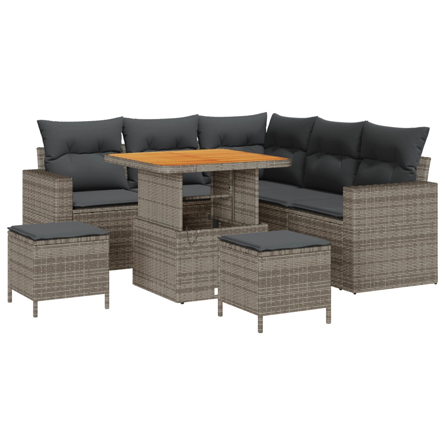 vidaXL Garten-Sofa-Set 8-Tlg Grau Poly Rattan 3361613 günstig online kaufen