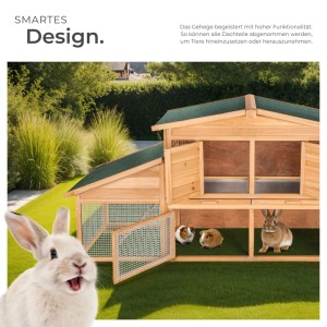 Tectake Kleintierstall Johannes Aus Holz Mit 2 Etagen  226 x 77 x 95 50 cm Braun