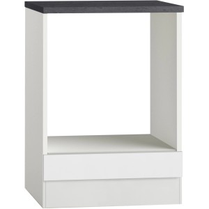 Optifit Herdumbau Salo214, 60 cm, Weiß mit anthrazitfarbener Arbeitsplatte.