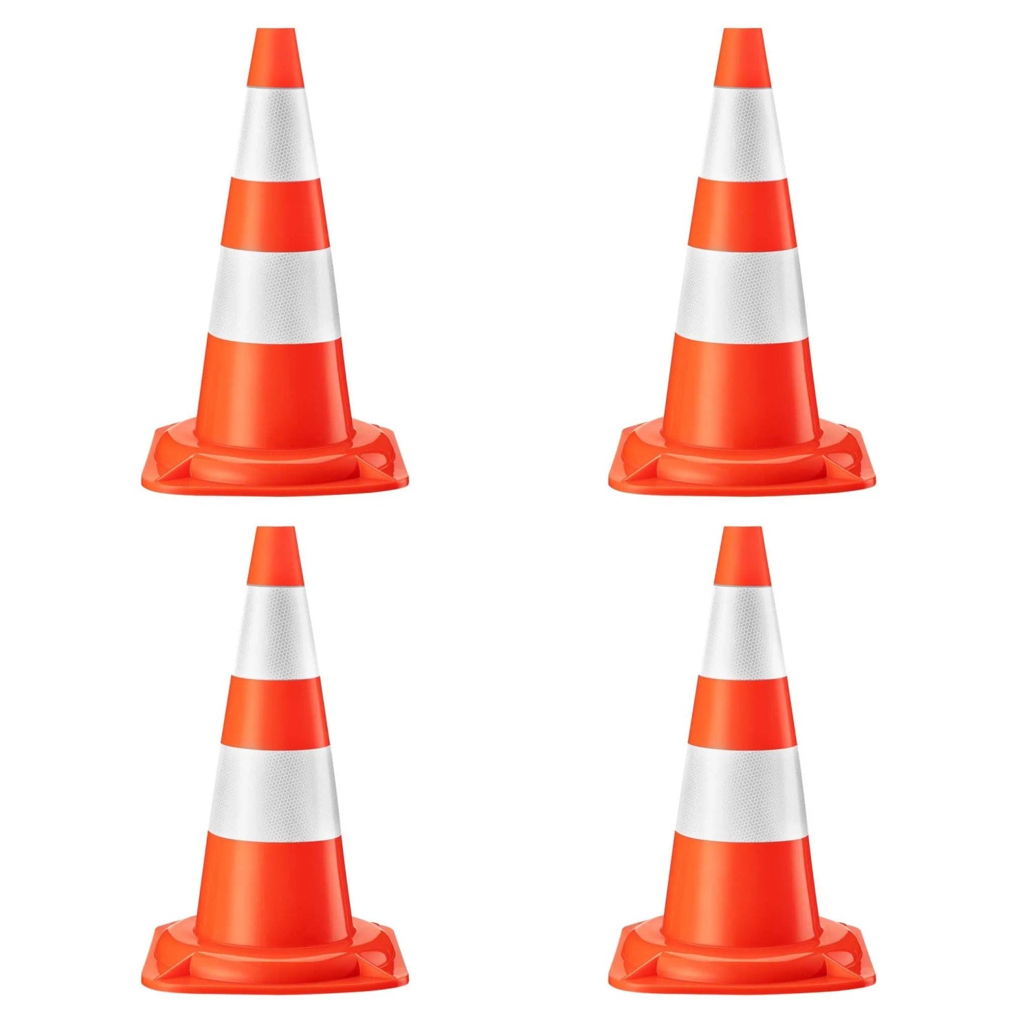 Wiltec Verkehrskegel 50Cm 4St. Leitkegel Straßen Pylon Warnhütchen Warnkegel Pvc